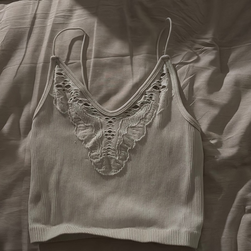 Elegant Cream Lace Trim Top